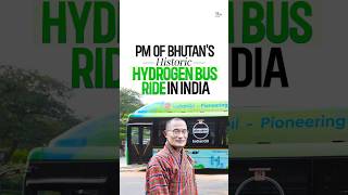 Bhutan PMs Historic Hydrogen Bus Ride in India with Hardeep Singh Puri 🌱 GreenHydrogen [upl. by Niliram]