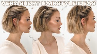 EASY AND QUICK HAIRSTYLES FOR SHORT HAIR updos half updos easy braids and no braid styles [upl. by Claire]