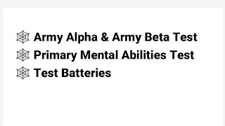 Army Alpha amp Army Beta Test primary mental abilities test test batteries [upl. by Cayser]