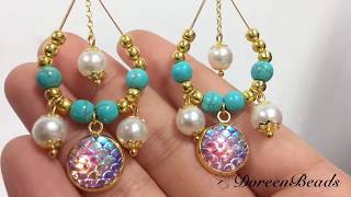 DoreenBeads Jewelry Making Tutorial  How to Make Resin Fishscale Loose Beads Pearl Earrings [upl. by Eatnoj48]