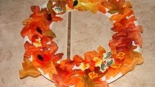 Leaf Wreath Childrens Art Fall or Thanksgiving  Cullens Abcs [upl. by Kubis]