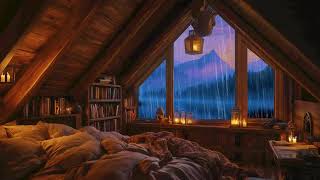 Rainy Night in a Warm Cabin Relaxing Candlelight Sounds [upl. by Berky]