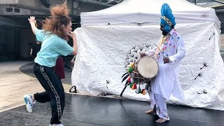 Freestyle Dancing to the Dhol Beat of Ustaad Ravi Kumar Ji  Vancouvers Robson Square [upl. by Nnaitak]