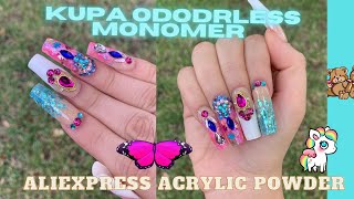 how to use kupa odorless monomer hacks for setting faster review of aliexpress acrylic powder [upl. by Neenad]