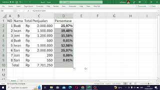 Tutorial Mengitung Persentase Super Cepat di MS Excel [upl. by Kazim]