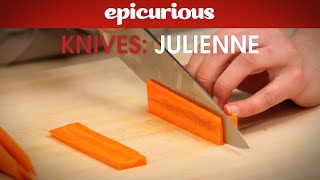 How to Julienne Carrots for Salads  Epicurious Essentials How To Kitchen Tips  Knives [upl. by Oramug]