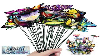 524PcsSet 3D Simulation Butterflies Garden Yard Planter Colorful Butterfly Stakes Review [upl. by Whetstone516]