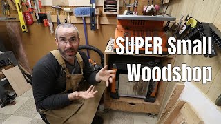 SUPER Small Woodworking Shop Tour Small shop organization [upl. by Aihsilef]