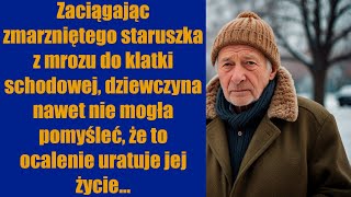 Zaciągając zmarzniętego staruszka z mrozu do klatki schodowej dziewczyna nawet nie mogła [upl. by Farnham631]