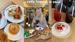 cafe hopping in seoul 🍰 mangwondong vegan cheesecake french toast strawberry meringue roulade [upl. by Ehpotsirhc]