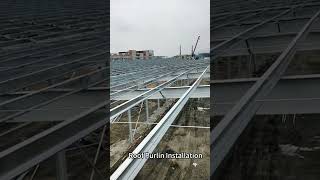 Steel Structure Roof C Purlin Installation [upl. by Froehlich]