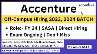 Accenture OffCampus Drive 2023 2024 BATCH  Role SASA  BCA BSC Hiring  17 Feb Exam Update [upl. by Harle999]