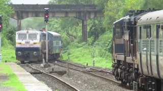 Indian RailwaysWDP4D 40101 Netravati express snakes in at Vaibhavwadi [upl. by Spiers]