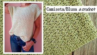 CamisetaBlusa SÚPER fácil a crochet ¡Paso a paso [upl. by Senoj956]