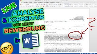 Analyse Anschreiben für eine Ausbildung Tutorial in Word  Ich reagiere auf EURE Bewerbungen 1 [upl. by Lehcim]