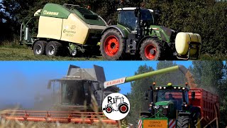 UNE JOURNEE DETE ETA DHERVE MOISSON ENRUBANNAGE EN BRETAGNE FENDT 720 ONE CLAAS LEXION [upl. by Eiznyl646]