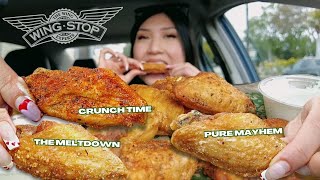 trying wingstops NEW three flavors │ the meltdown crunch time and pure mayhem │ mukbang [upl. by Leahcin]