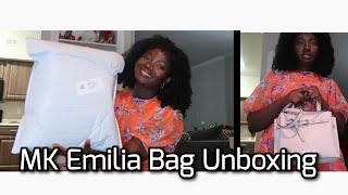 Unboxing Michael kors Emilia Small Pebble Leather Satchel Handbag Styling and cost Affordable bag [upl. by Annaihr]