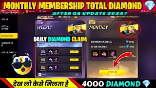 Monthly Membership Mein Kitne Diamond Milte Hai  Free Fire Monthly Membership Full Details 2024 [upl. by Tamberg263]