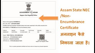 Non Encumbrance Certificate Online Kaise Kare Assam [upl. by Llewol]