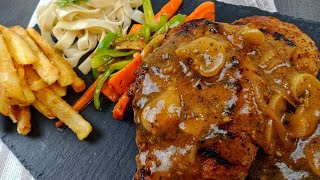 Beef steak with mushroom sauce  Beef steak with brown mushroom sauce  Eat yummyy [upl. by Vonny]