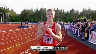 Henrik Larsson sätter nytt svenskt rekord på 100 meter SM i friidrott Söderhamn 2023 [upl. by Cully818]