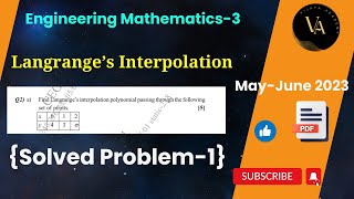 Solved Problem 1  Langranges Interpolation  MayJune 2023 Paper  Vijaya Academy  sppu M3 [upl. by Rodrigo296]