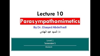 Lecture 10  Parasympthomimetics  Dr Elsayed Abdelhadi  2023  2024 [upl. by Bina107]