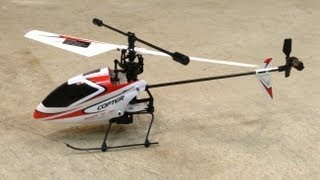 Best Budget RC Heli WLToys V911 4 Channel Helicopter RedWhite  in the Garage 5 Minute Flight [upl. by Idieh691]