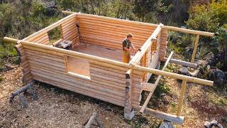 I Finished The Off Grid Log Cabin Walls With Hand Tools amp Building Porch Columns  EP17 [upl. by Salas]