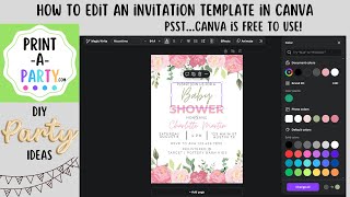 How to Edit Invitation Templates in Canva  Create beautiful invitations for all of your events [upl. by Fonseca303]