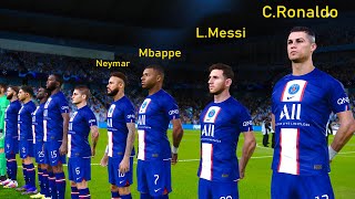 What if Ronaldo Messi Mbappe and Neymar played together in the same team PSG vs Man City  PES 21 [upl. by Ilowell]