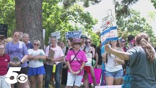 Protesters gather at Arkansas Capitol after abortion amendment rejection [upl. by Eecram]