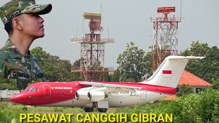 Canggih Gibran Naik Pesawat Wapres Bermesin 4 Avro RJ85 PKPJJ Ke Jakarta di Iringi Falcon 8x [upl. by Assilana799]