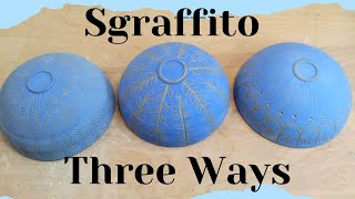 Three different awesome sgraffito patterns relaxing pottery carving [upl. by Colyer473]