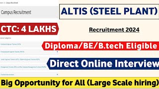 ALTIS recruitment 2024  CTC 4Lakhs  Diploma Graduate Engineer Trainee  Latest Mnc Jobs  Jobs [upl. by Innos]