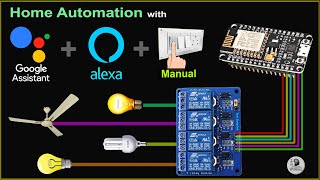 Smart Home with Google Assistant amp Alexa using NodeMCU ESP8266 Manual  Voice  IoT Projects 2021 [upl. by Lletnahc165]