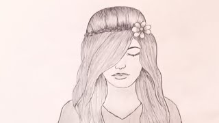 A girl with beautiful hair style  pencil sketch tutorial ShraddhaBarade [upl. by Emmit]