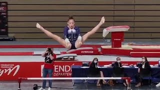 Throwback  Junior Kaylia Nemour takes Gold 🥇 on Bars at 2021 French Elite Championships [upl. by Hoffer39]