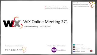 WiX Online Meeting 271 [upl. by Benenson851]