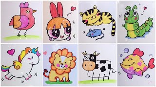 15 Easy Animal Drawing Tutorial for Kids [upl. by Aihsal]