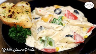 Pasta in White Sauce  White Sauce Pasta Hindi Recipe Restaurant Style [upl. by Melentha]