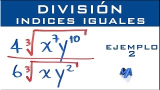 Division de radicales del mismo indice  Ejemplo 2 [upl. by Elodia]