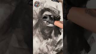 charcoal artwork charcoaldrawing charcoalart viralvideo creativeart [upl. by Yeldud]