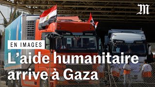 A Gaza les premiers camions d’aide humanitaire [upl. by Idelson]