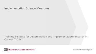 TIDIRC Implementation Science Measures [upl. by Zacharie615]