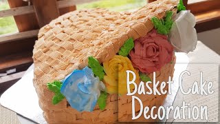 Easy Flower Basket Cake Decoration weave  Heart Shaped Box Cake Recipe  By Tondrate Creations [upl. by Osborne]