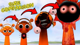 NEW SIZE COMPARISON ALL OREN ORANGE PHASE 4 SPRUNKI SONG in Garrys Mod [upl. by Brent]