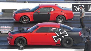 Flying Dodge Charger vs Dodge Challenger Hellcat [upl. by Oderfliw760]