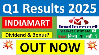 INDIAMART Q1 results 2025  INDIAMART results today  INDIAMART Share News  INDIAMART latest news [upl. by Ahsyekal]